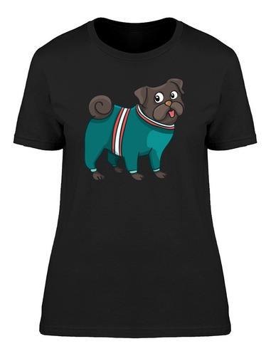 Lindo Y Gracioso Pug Con Ropa Camiseta De Mujer