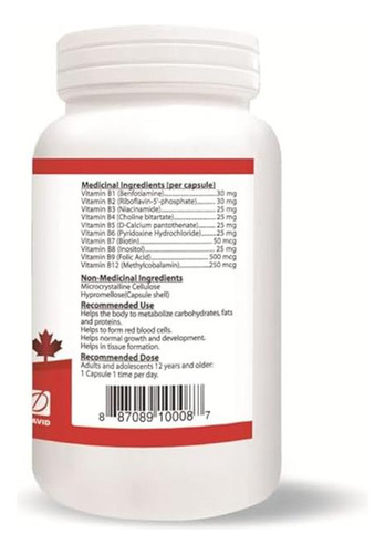 Nutridom Complejo Vitamina B 200 Mg 120 Tabletas Veganas