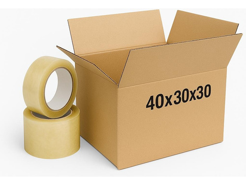 Kit Mudanza 10 Cajas 40x30x30 + 1 Cinta Embalar 48x80metros Marrón
