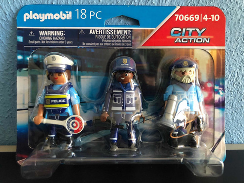 Playmobil City Action 70669, Set De 3 Policías!!! (Usado)