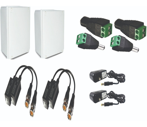 Kit Fuente 12v A 1 Amp+ Video Baluns+ Cajas De Paso+ Bornera