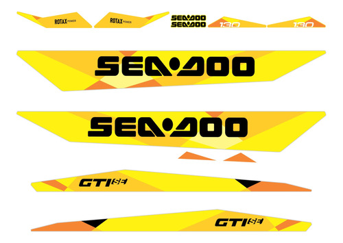 Kit Adesivos Completo Jet Ski Sea Doo Gti 130 2019 Amarelo