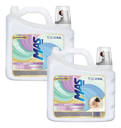 Detergente Para Ropa De Bebé Más Bebé 8.3l - 2 Pzas