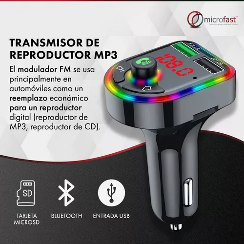 Receptor Bluetooth Autos Transmisor Fm Mp3 Carga Carro Full