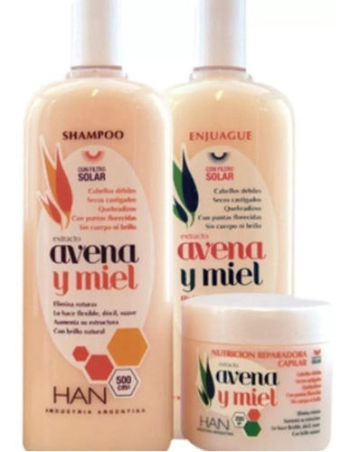 Han Kit Avena Y Miel Shampoo + Enj + Mascara Apto Curly Girl