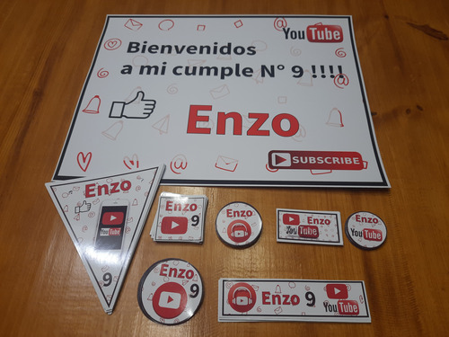 Youtube  Cumpleaños Cartel Banderines Stickers Deco