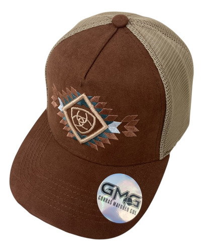 Gorra Vaquera Ariat Trucker Ranch 001 Cafe/beige Gamuza Unitalla Ajustable