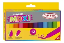 Comprar Lápices Cera O Crayones Maxi 12 Colores Grueso Artel Escolar