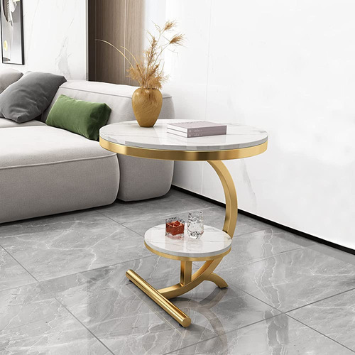 Binzhi Luxury Marble End Table Decor & More Round Coffee Tab