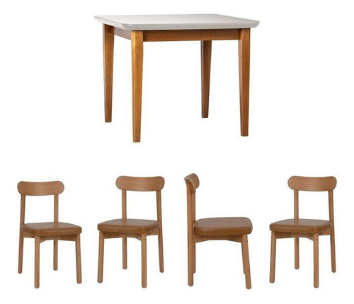 Kit Mesa De Jantar Tangará 95cm E 4 Cadeiras Pitanga