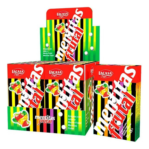 Mentitas Frutal Lacasa Sugar X12 Unidades Grageas Caramelo