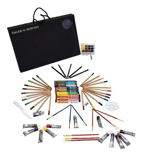 Imagen 3 de 3 de Set De Arte Con Caballete Aluminio Daler & Rowney 163pz