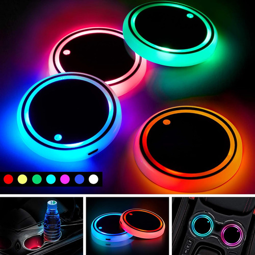 Portavasos Led Para Automóvil Con 7 Colores Cambiantes, Alfo