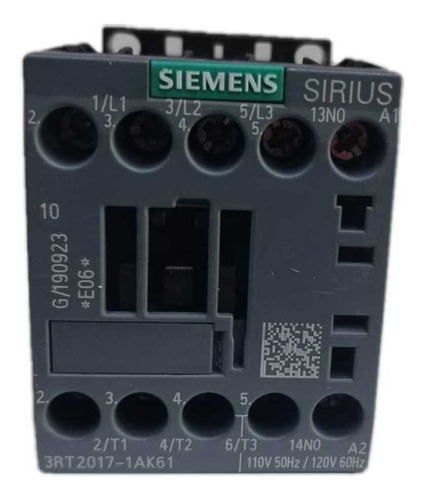 Contactor Siemens 12a 3rt2017-1ak61 Bobina 110v Poliequipos