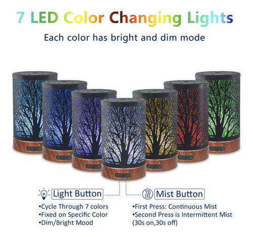 Ultrasonic Cool Mist Essential Oil Diffuser 100ml Capacity M