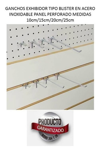 Ganchos Exhibidor Tipo Blister En Acero Inoxidable Packs 6
