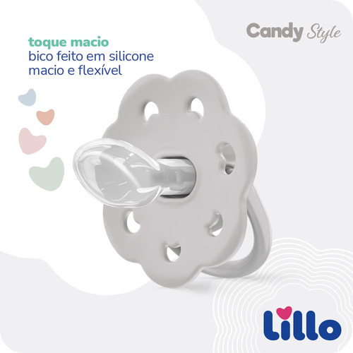Chupeta Com Bico Em Silicone Candy 6m+ Rosa - Lillo