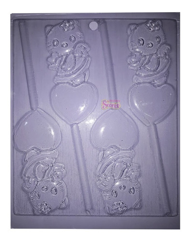 Molde Paletas De Chocolate Hello Kittyy Corazon San Valentin