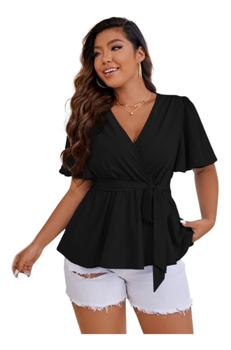 Blusa Cordoba Manga Campana Cinturon Escote Cruzado Curvy