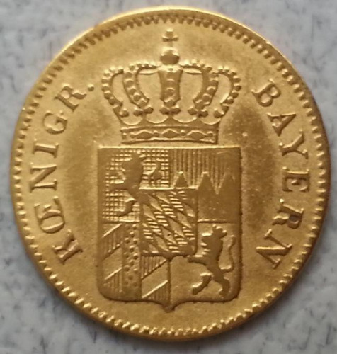 Moneda Baviera Alemania Kreuzer Plata Con Baño De Oro 1839