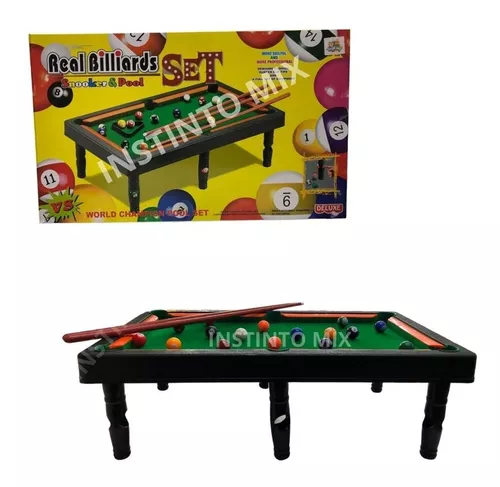 Jogo Mini Mesa de Bilhar Sinuca Compacta em Madeira Snooker com 2