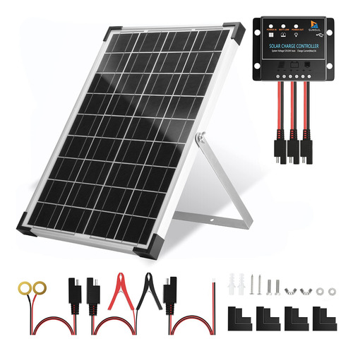 Sunsul Kit De Panel Solar De 30 Vatios Y 12 V, Cargador De B