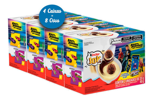 Kit Com 4 Caixas De Kinder Ovo Meninos 40g (8 Ovos) Original