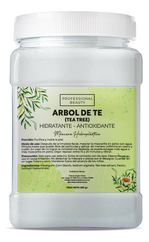 Jelly Mask - Mascarilla Hidroplástica En Polvo - A Elección Tipo De Piel Arbol De Te