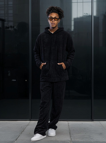 Buzo Hoodie Hombre Plush Clásico Capucha Canguro Shaffe