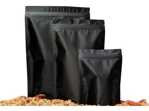  100 Bolsas Stand Up Pouch Negras Para 40g