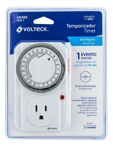 Temporizador Timer Analógico 24 Horas Volteck Tem-1, 48385