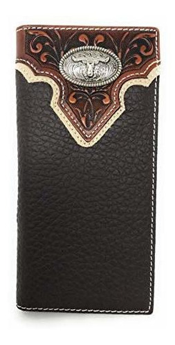 West Tooled Genuine Leather Longhorn Hombres Long B4jjl