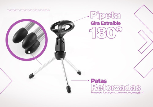 Pie Tripode Soporte Microfono Mesa + Pipeta 180° Universal