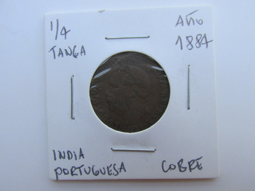 Moneda Tanzania 1/4 Tanga Colonia Portugal Cobre Año 1884