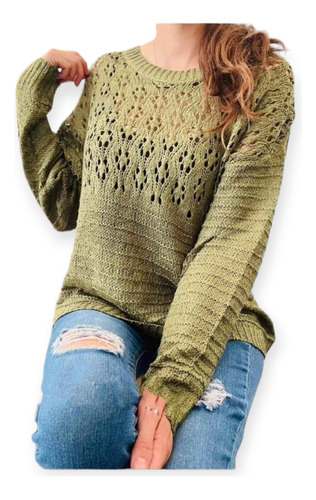 Sweater Calado Tejido Mujer 