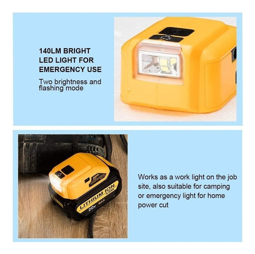 Su Adaptador Usb Y Linterna Led For Bateria Dcb090 Dewalt