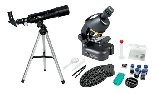 Telescopio + Microscopio, Estuche Niños National Geographic Color Gris