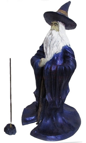 Incensário Estátua Mago Merlin G 32cm Estatueta Resina