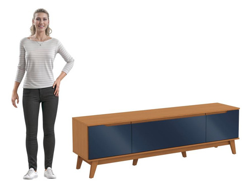 Rack Kappesberg 3 Portas Canela/azul Profundo 180cm