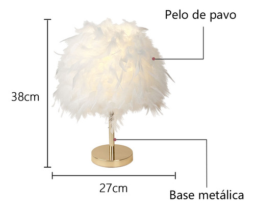 Lámpara De Mesa Decorativa De Plumas Para Recámara