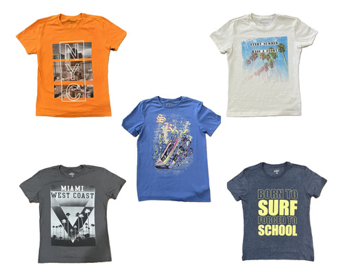 Set 5 Playeras Estampadas Hombre Casual Tallas Xs-xl