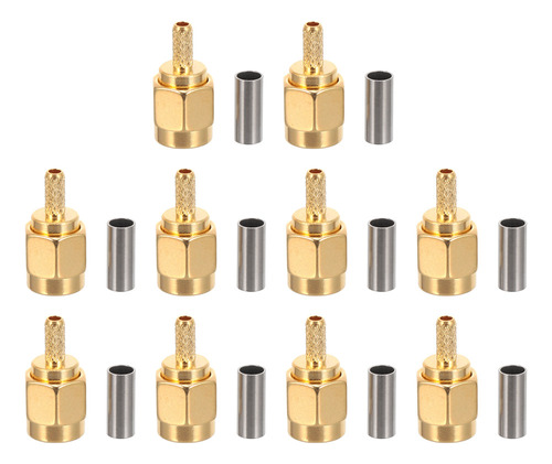 Conector Rf Sma Macho Crimp, 10 Unidades, Chapado En Oro, Re