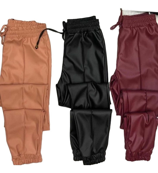 calça jogger couro sintetico