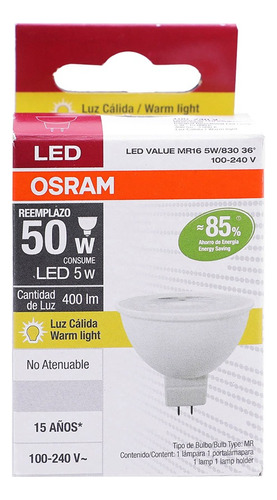 Foco Led Mr16 5w Calida Osram 1 Pza