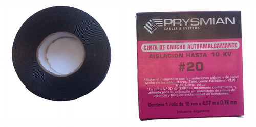 Cinta Auto Soldable Prysmian 4,57m 10kv Negro Geométrico