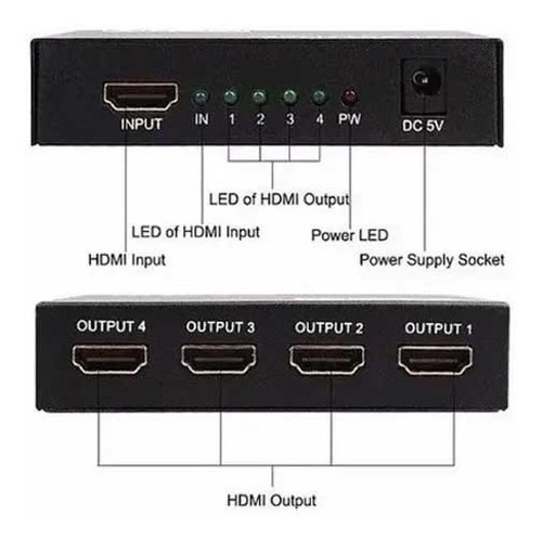 Splitter Hdmi Amplificador 4 Salidas 1 Entrada 1080p 3d