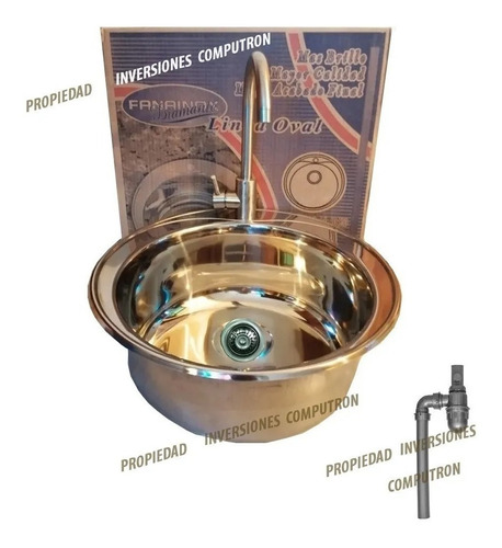 Fregadero Circular 1 Tina Sobre Poner Cesta Acero Inox Sifón