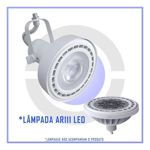 Spot P/ Perfilado Trilho Gu10 P/ Lampada Ar111 Led 5 Unid.