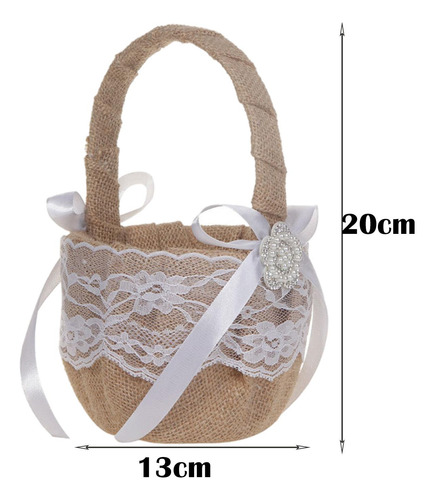 Cesta De Flores Con Lazo De Encaje Retro, Soporte Compatible