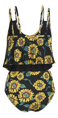 Bañador A170 Mujer Estampado Girasol Contraste Pecho Alto S